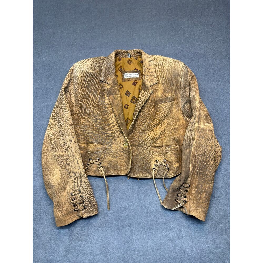 Vintage 1980’s Echtes Leder German Distressed Leather Jacket Size EU 40/US 8-10